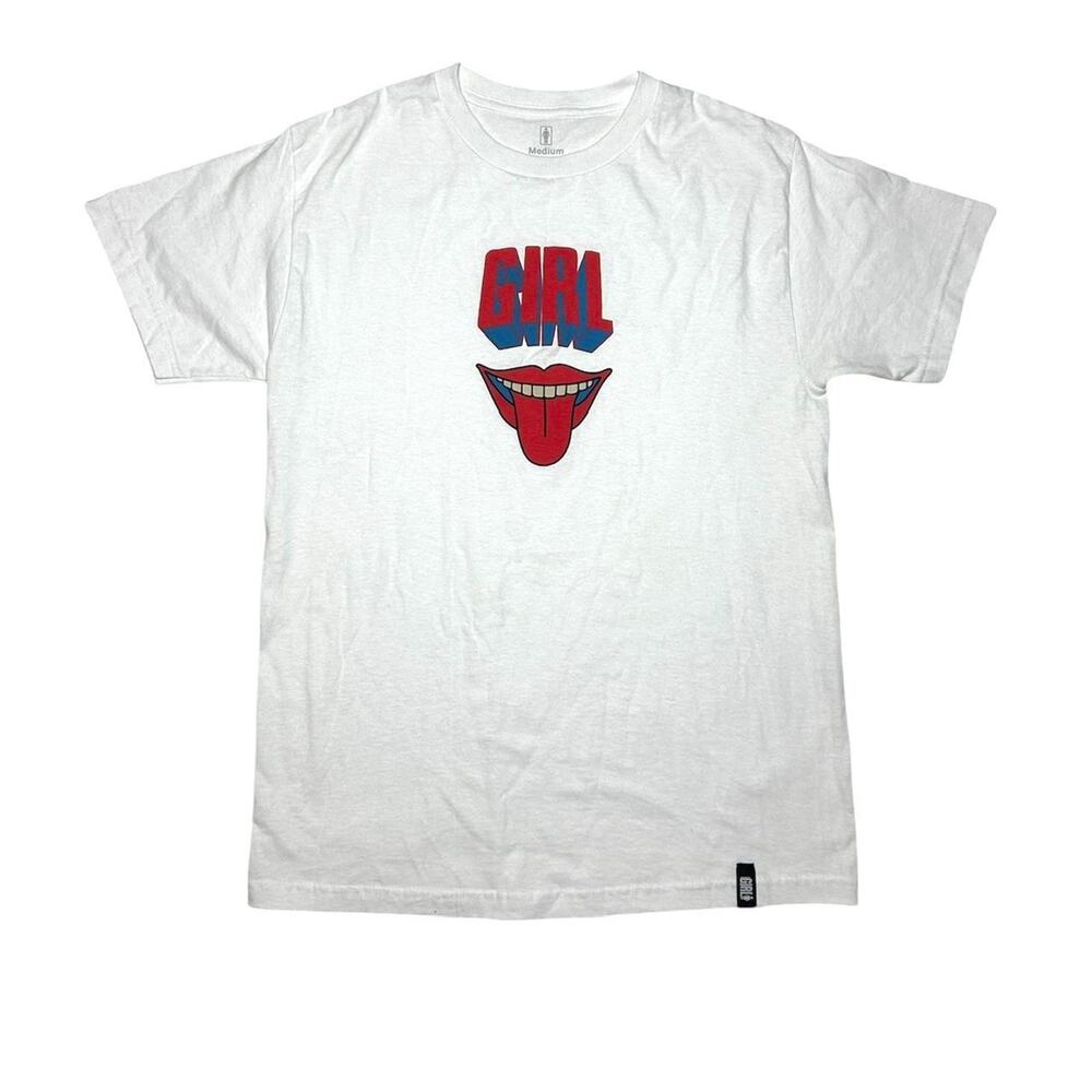 Girl Skateboarding White Short Sleeve Graphic Tee T-shirt Medium